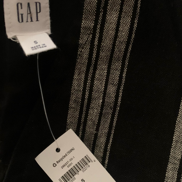 Gap Dress NWT Women's Size Small Linen Shift Comfort Black White Striped Pockets - Picture 3 of 6